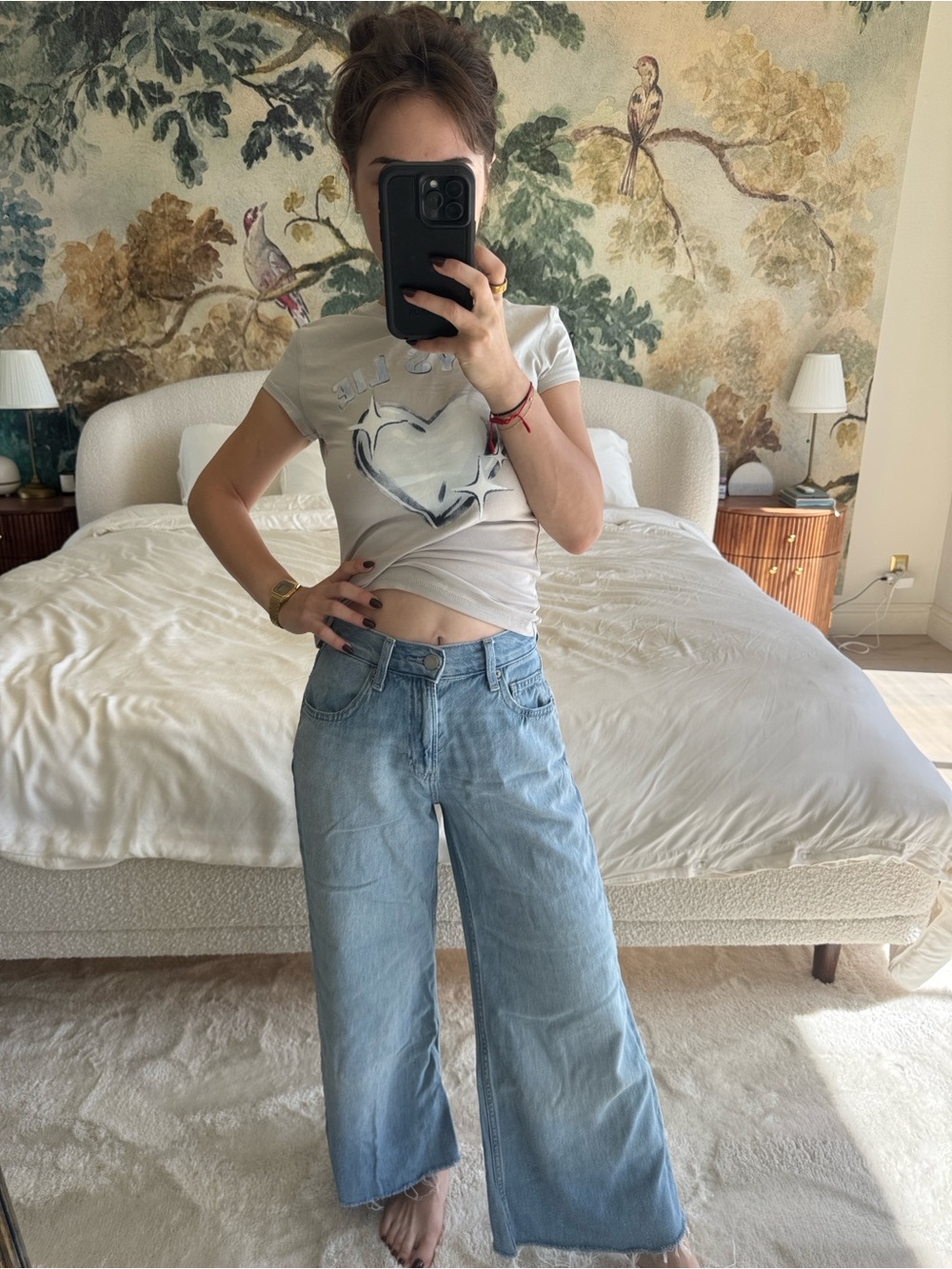 Uniqlo Light Blue High-Rise Wide-Leg Jeans